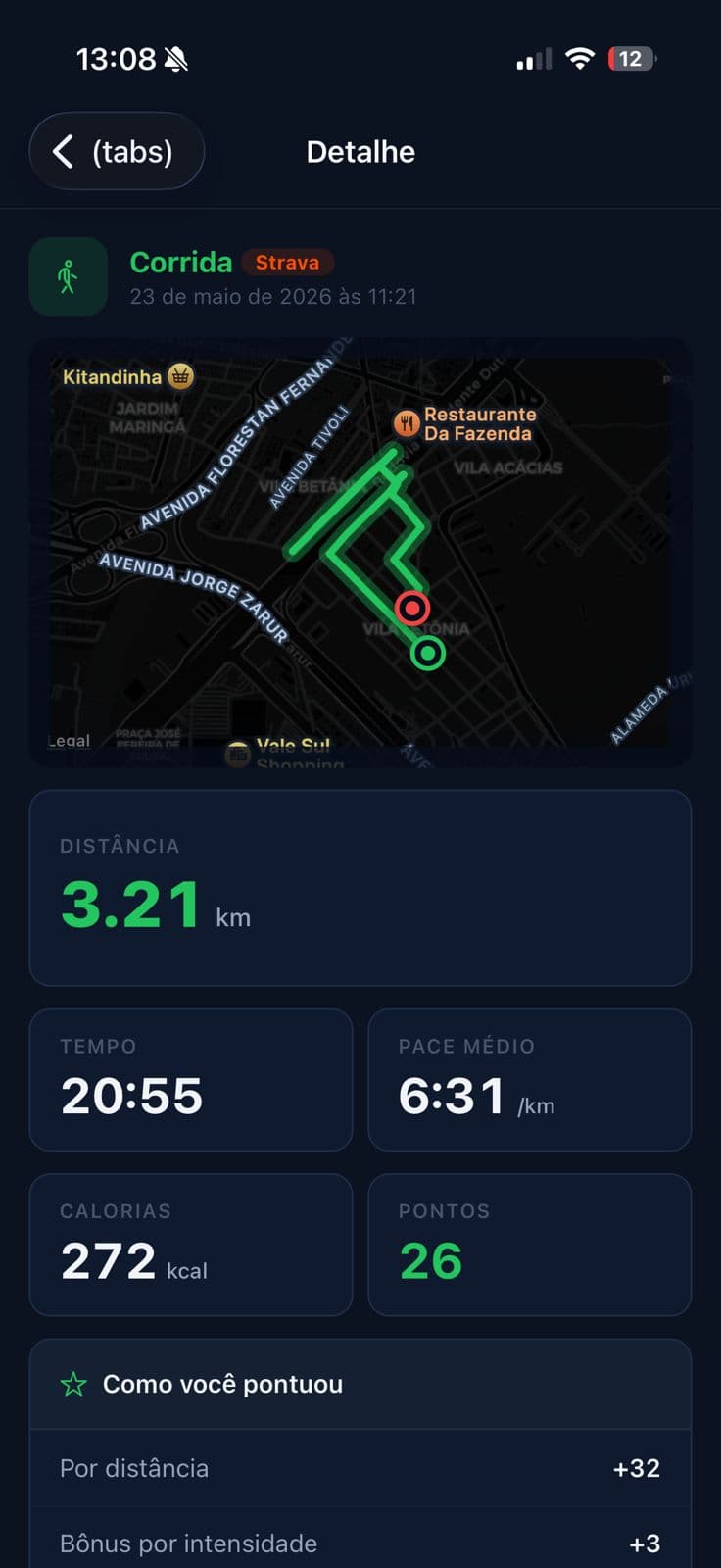 Run&Fun · Detalhe da corrida
